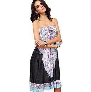 Bohemian summer strapless dress